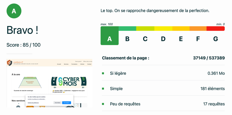 Eco-conception et Site statique : comment faire passer l'ecoIndex de D à A pour un même site