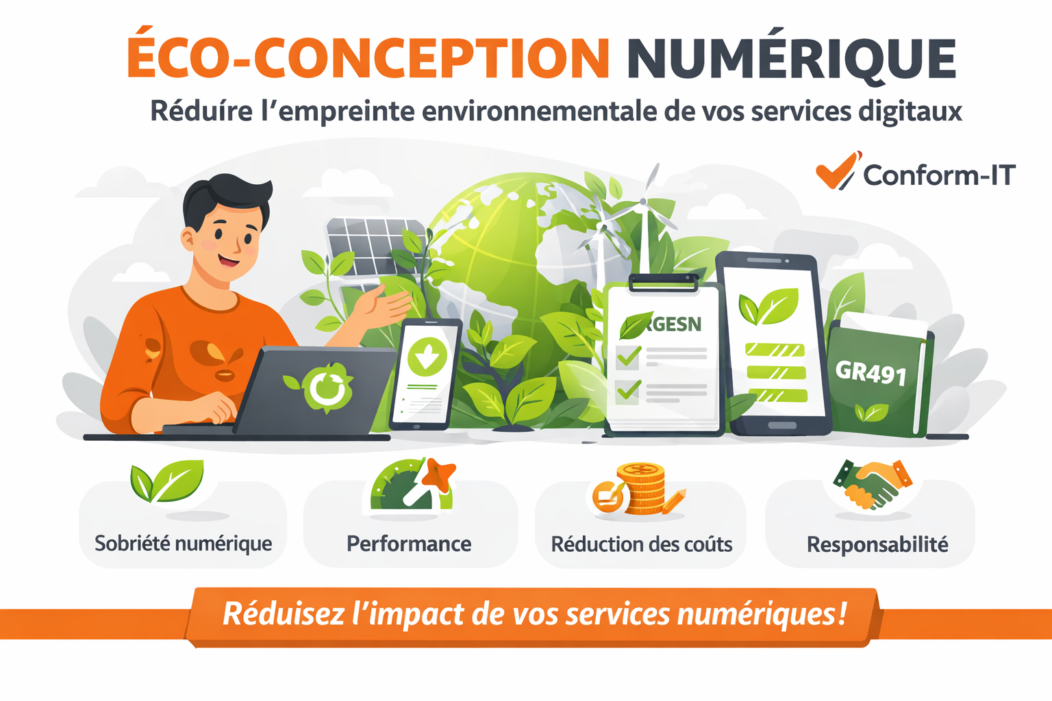 Illustration de l'éco-conception numérique