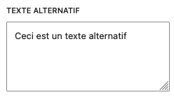Illustration montrant l'attribut "Texte alternatif" du bloc de gestion d'une image