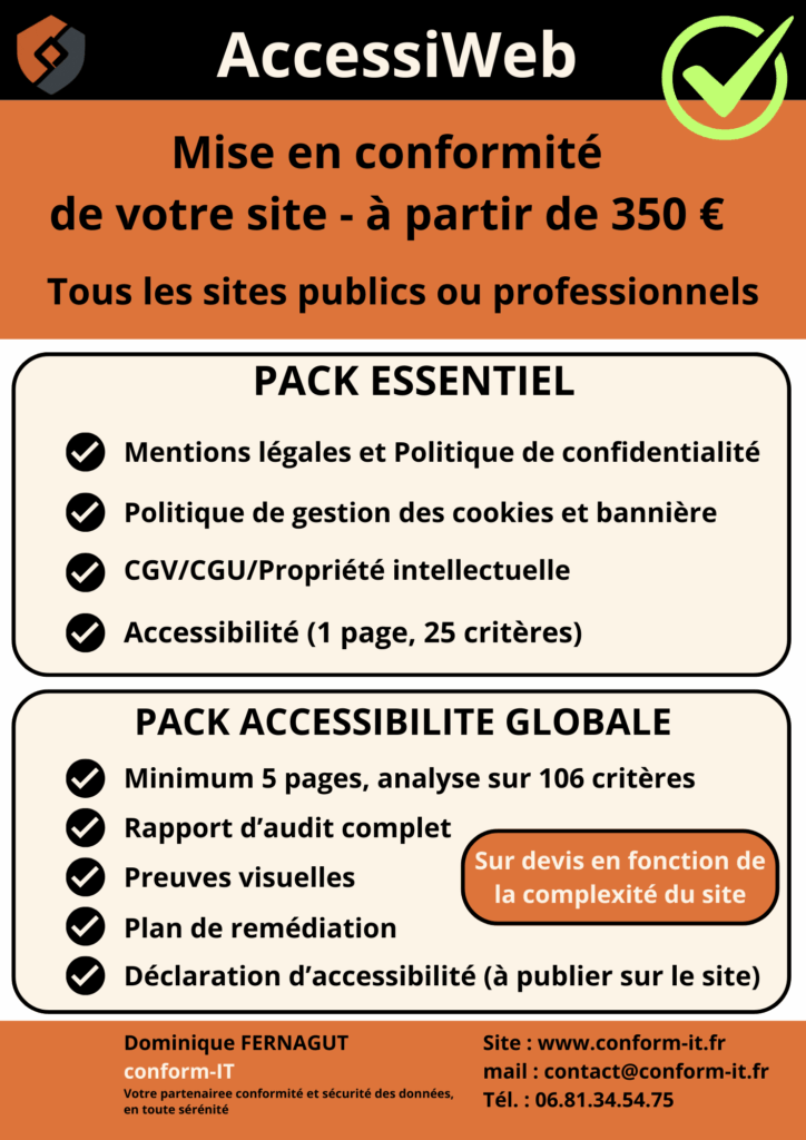 Flyer AccessiWeb - Page de présentant des 2 packs